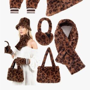 Amazon Leopard Print Faux Fur Accessories Set